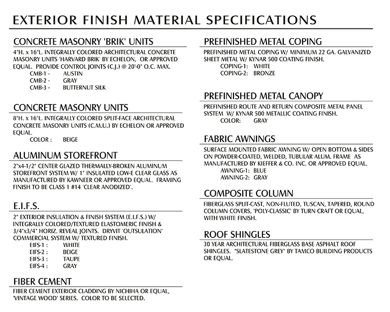 Oberlin Crossing Finish Material Specifications